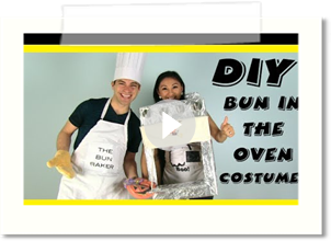 Halloween DIY Couples Pregnancy Costume: BUN IN THE OVEN!